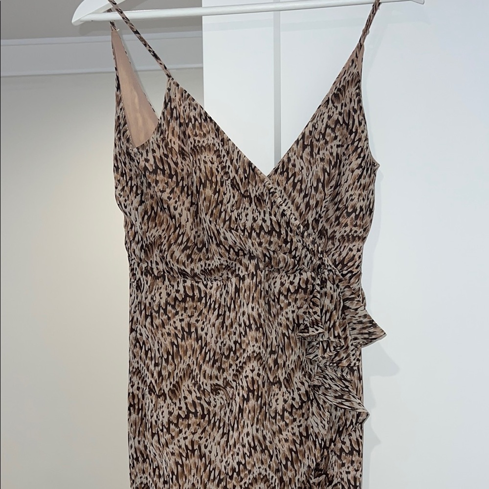 Brown Patterned Sleeveless Dress